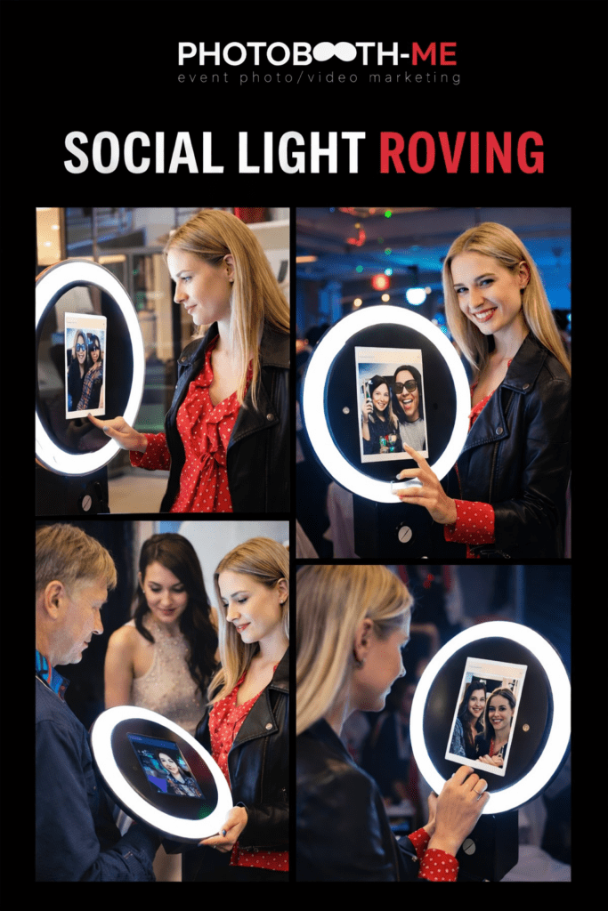 Social light roving ring light or ring roamer as it is also known provides instant social sharing at events where you want us to walk through and capture the crowds