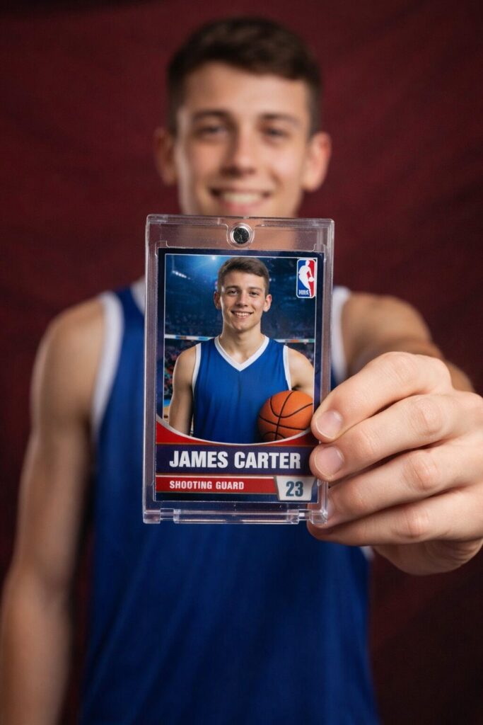 sports trading card s Dubai featureing personalisation and gifted in an acrylic holder